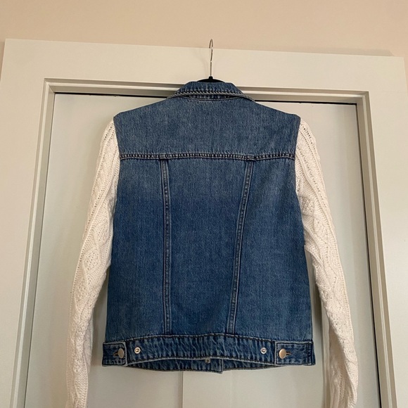 Tribal Denim Jacket with sweater sleeves - Picture 3 of 4